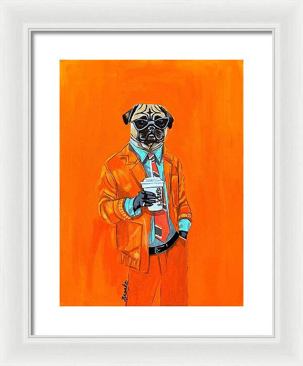 Coffee Shop Art Pug - Framed Print