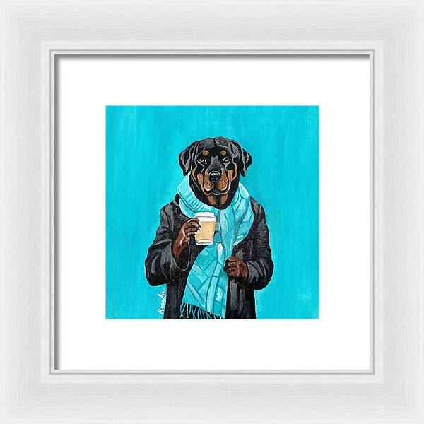 Coffee Shop Art Rottie - Framed Print