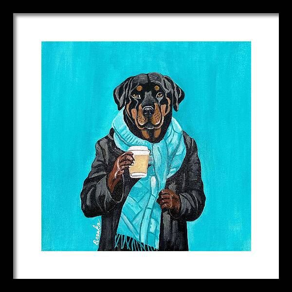 Coffee Shop Art Rottie - Framed Print