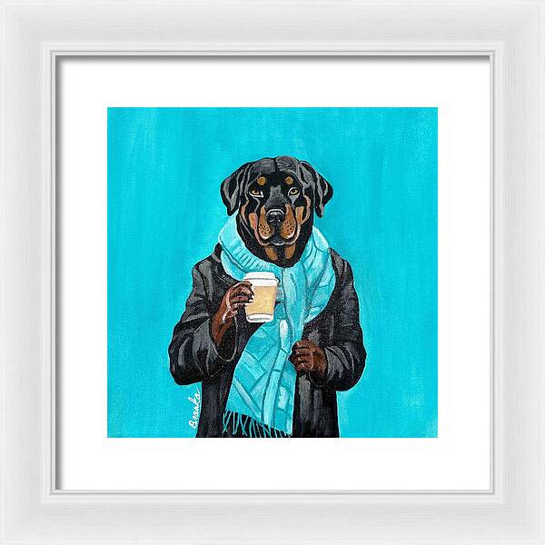 Coffee Shop Art Rottie - Framed Print