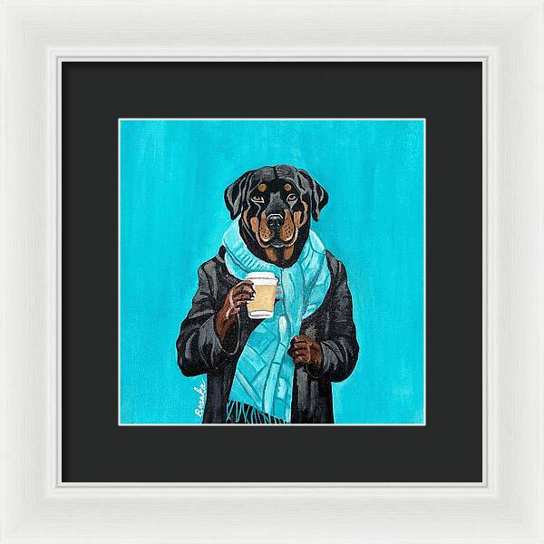 Coffee Shop Art Rottie - Framed Print