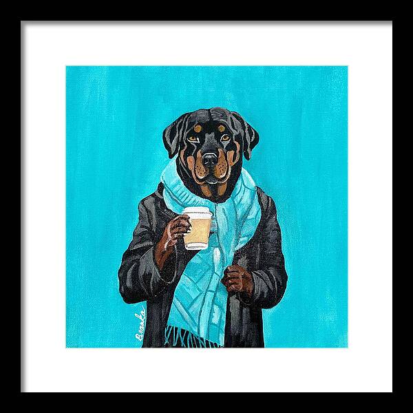 Coffee Shop Art Rottie - Framed Print