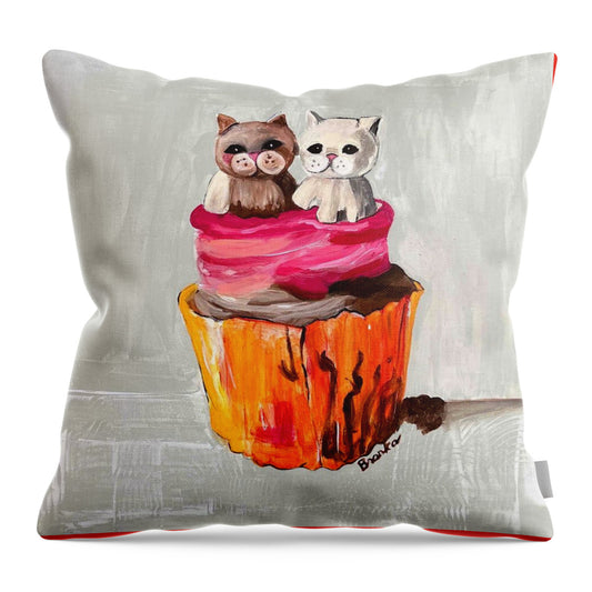 Sweet Cakes Kittens Cupcake - Throw Pillow