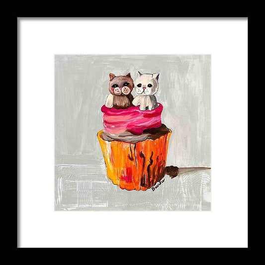Sweet Cakes Kittens Cupcake - Framed Print
