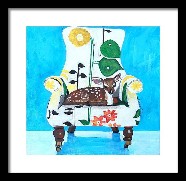 Baby dear on-a chair - Framed Print