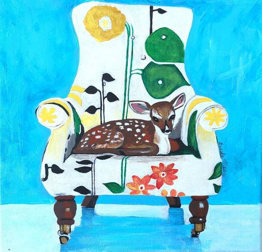 Baby dear on-a chair - Art Print