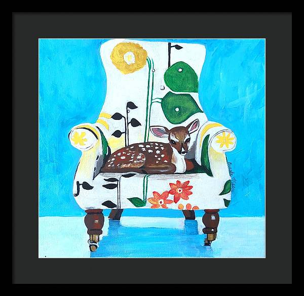 Baby dear on-a chair - Framed Print