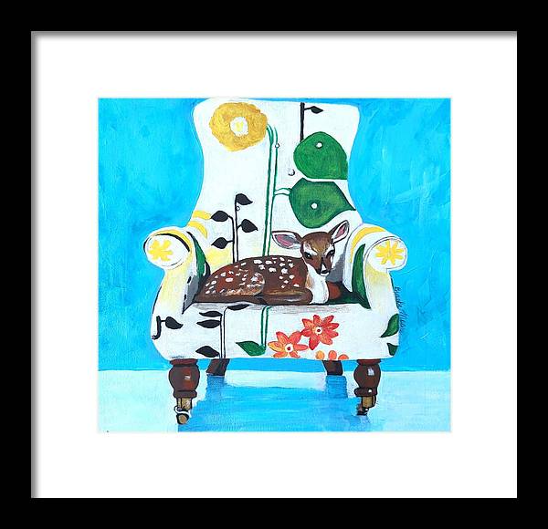 Baby dear on-a chair - Framed Print