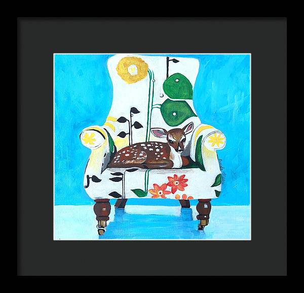 Baby dear on-a chair - Framed Print