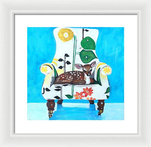 Baby dear on-a chair - Framed Print