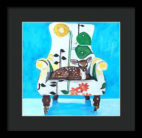 Baby dear on-a chair - Framed Print