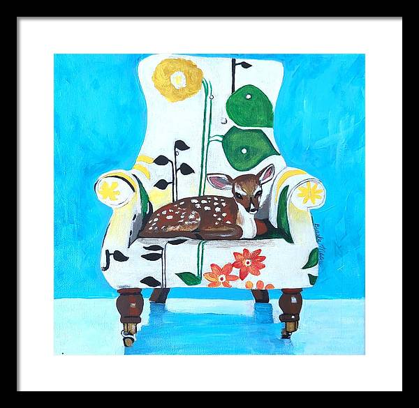 Baby dear on-a chair - Framed Print
