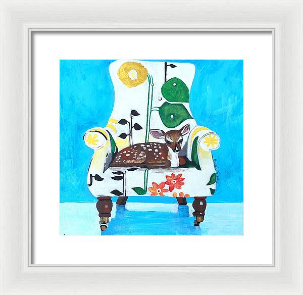 Baby dear on-a chair - Framed Print