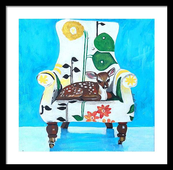 Baby dear on-a chair - Framed Print