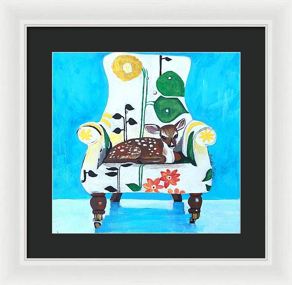 Baby dear on-a chair - Framed Print