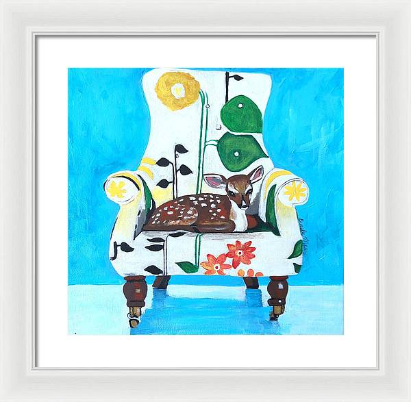 Baby dear on-a chair - Framed Print