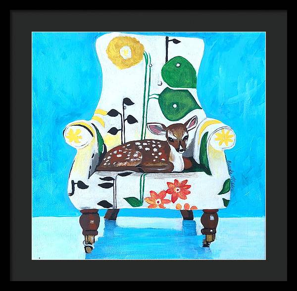 Baby dear on-a chair - Framed Print