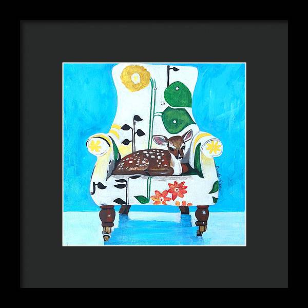 Baby dear on-a chair - Framed Print
