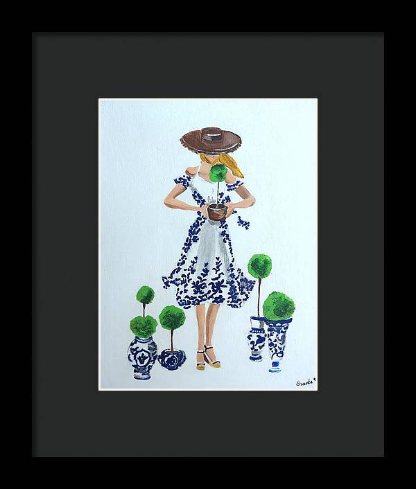 Blue White Topiary Lady - Framed Print
