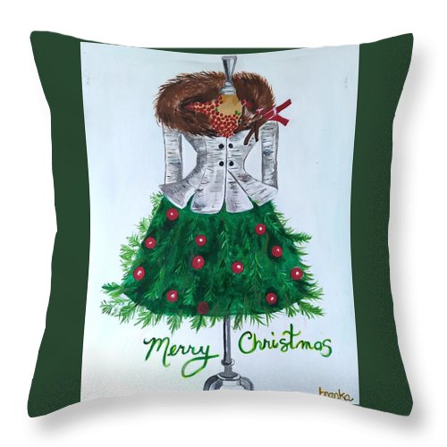 Christmas Tree Nature Dress - Throw Pillow