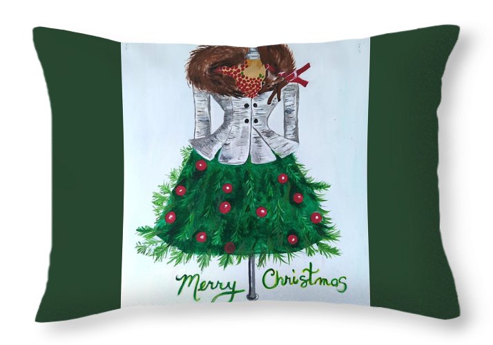 Christmas Tree Nature Dress - Throw Pillow