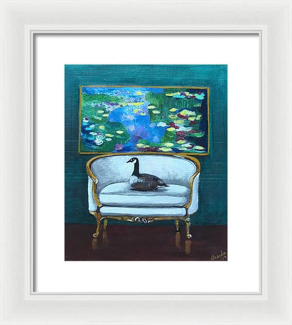 Canadian Goose on Loveseat - Framed Print