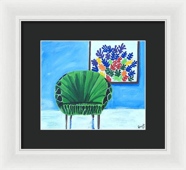 Empty Funky Green Chair - Framed Print