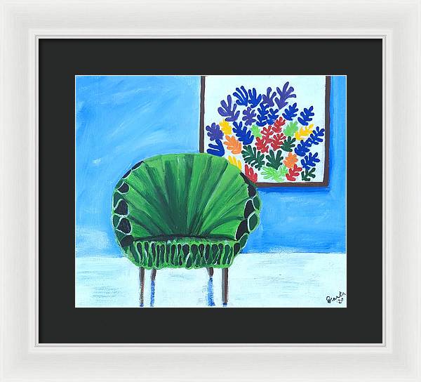 Empty Funky Green Chair - Framed Print