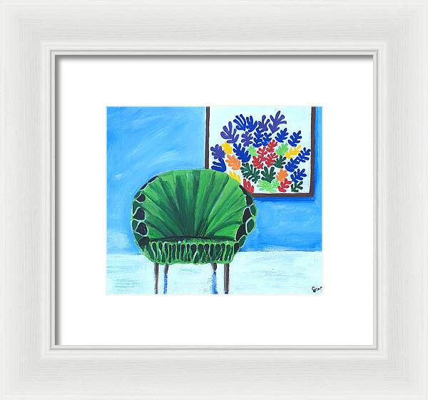 Empty Funky Green Chair - Framed Print