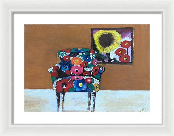Flower chair - Framed Print
