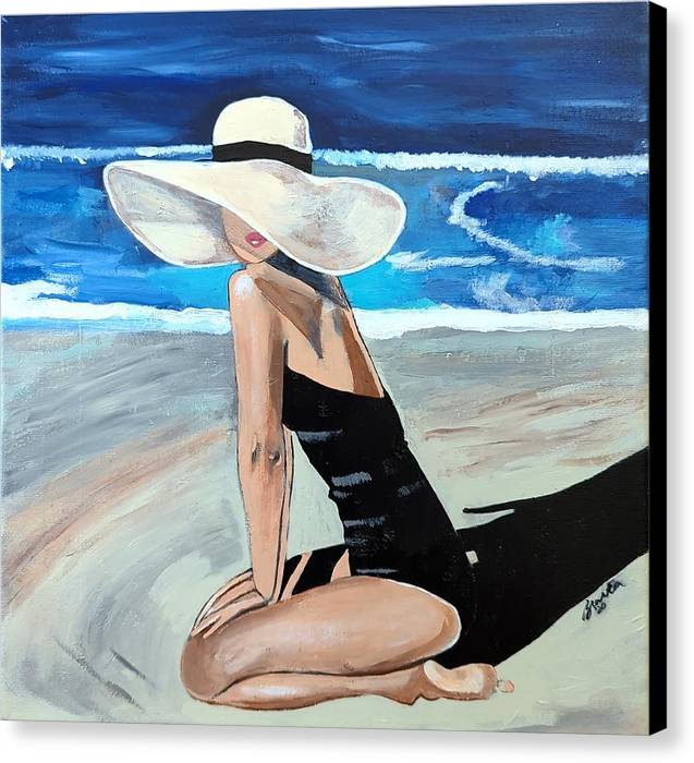 Kneeling in sand - Canvas Print