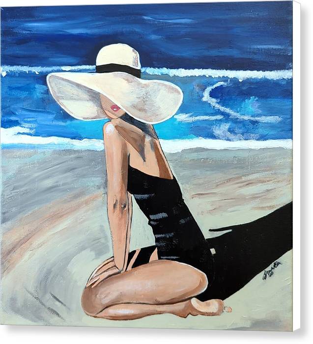 Kneeling in sand - Canvas Print