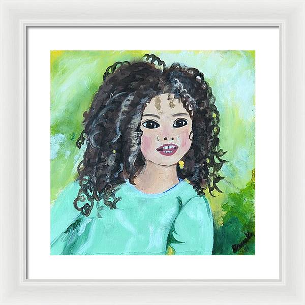 Little girl with curls - Framed Print