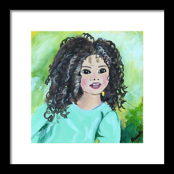 Little girl with curls - Framed Print