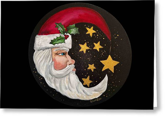 Santa Gold Stars II - Greeting Card