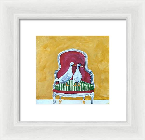 Two ducks on a chair - Framed Print
