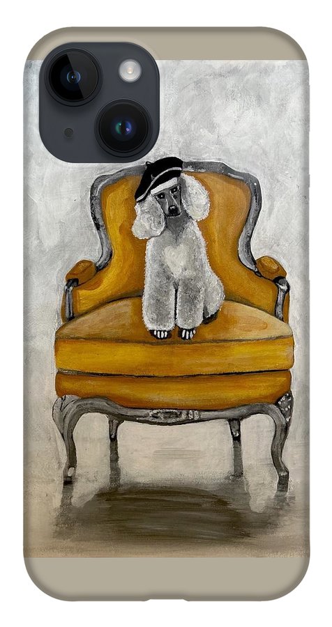 White French Poodle on Chair  - Phone Case