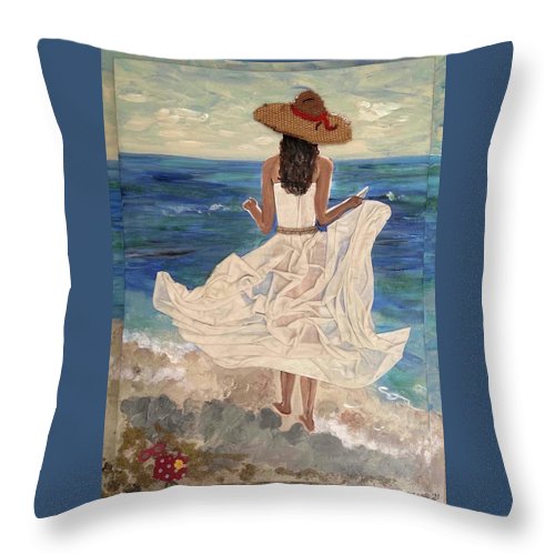 Women on Beach - Multimedia - Throw Pillow